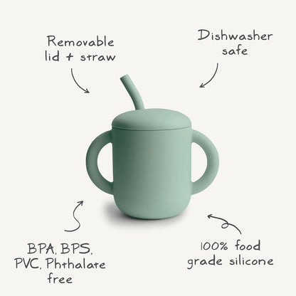 Mushie 100% Silicone Training Cup & Straw for Toddlers - Soft Lilac | Ideal for 6 Months+