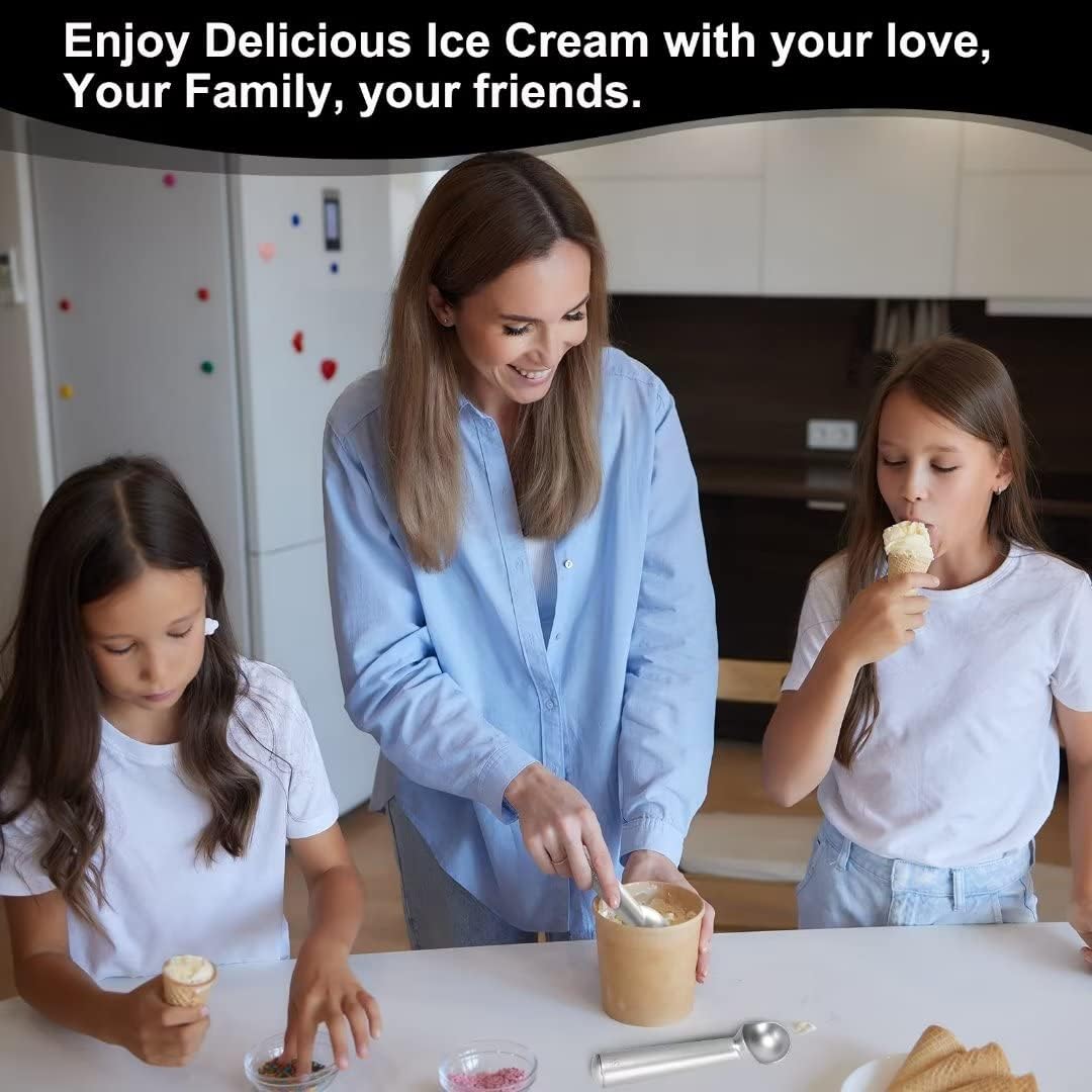 Skiennix 7-Inch Ice Cream Scoop - Nonstick Aluminum Professional Spoon - Durable & Easy to Clean - Silver