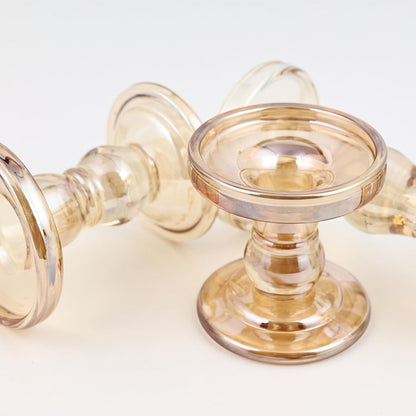 Skiennix Glass Candle Holders - Set of 3 Elegant Pillar Holders for Home Decor | Wedding Centerpiece