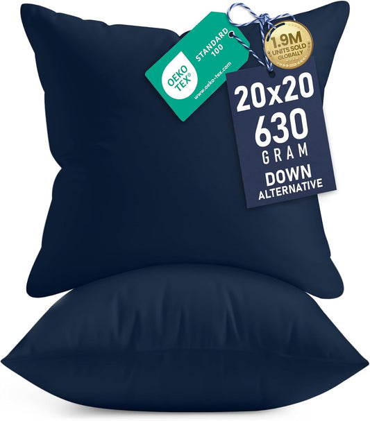 Utopia Bedding 20x20 Pillow Inserts - Set of 2 Navy Decorative Throw Pillows for Sofa & Couch
