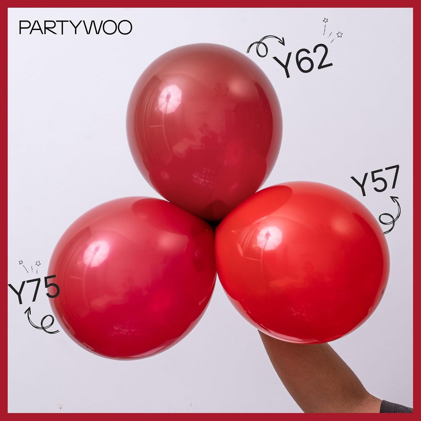 PartyWoo Burgundy Balloons - 140-Piece Dark Chestnut Red Balloon Arch Kit | Various Sizes for Celebrations
