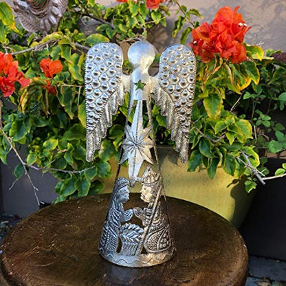 Religious Nativity Angel Figurine - Handmade Holiday Home Decor, 9-Inch