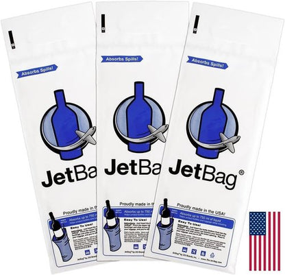 JetBag Bold - Wine Bags for Travel, 3 Pack Reusable Wine Bottle Travel Protector Bags - The Original Absorbent Wine Travel Bag for Suitcase & Airplane, Leak Proof Wine Sleeves for Travel, Made in USA