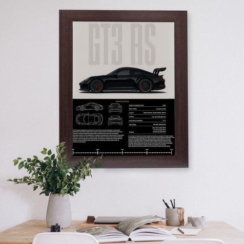 InkFlow Vintage Racing Car Poster - Classic Supercar Wall Art for Boys' Room | 8x10 Unframed Canvas Print