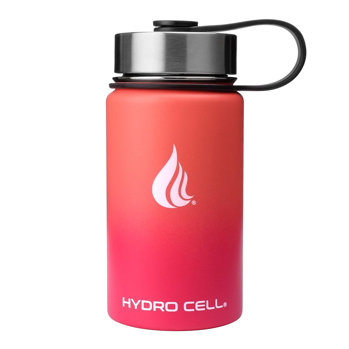 HYDRO CELL Stainless Steel Insulated Water Bottle with Straw - For Cold & Hot Drinks - Metal Vacuum Flask with Screw Cap and Modern Leakproof Sport Thermos for Kids & Adults (Coral/Punch 14oz)