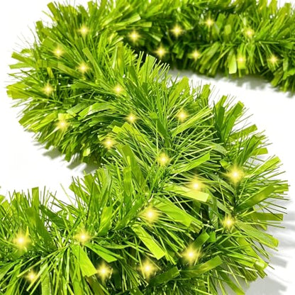 Lime Green Christmas Garland with 100 LED Lights - 20ft Variation