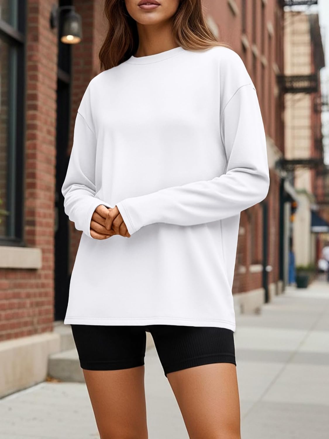 Trendy Queen Oversized Long Sleeve T-Shirt - Casual Spring & Fall Basic Tee for Women