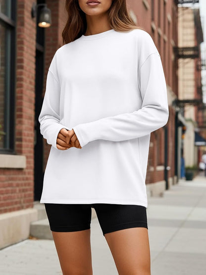 Trendy Queen Oversized Long Sleeve T-Shirt - Casual Spring & Fall Basic Tee for Women
