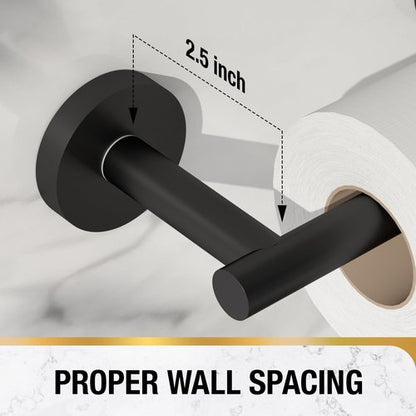 HITSLAM Toilet Paper Holder - Matte Black Double Post Pivoting Design | SS304 Stainless Steel Construction