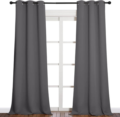 NICETOWN Thermal Insulated Blackout Curtains - Grommet Top Drapes for Hall | 2 Panels, Grey (W42 x L90)
