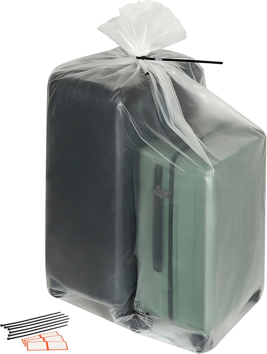 Storage Standard Large Clear Plastic Bags - Waterproof Heavy-Duty Zip Ties for Luggage & Travel Gear | 40 x 60 Inches