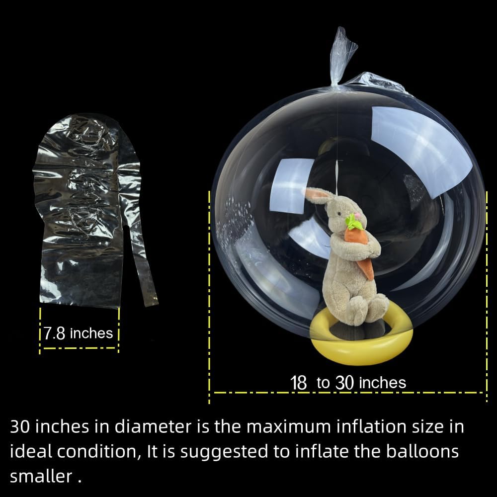 Skiennix Large Clear Balloons - 10 Pack Extra Wide Mouth Bubble Balloons for Gifts & Decor