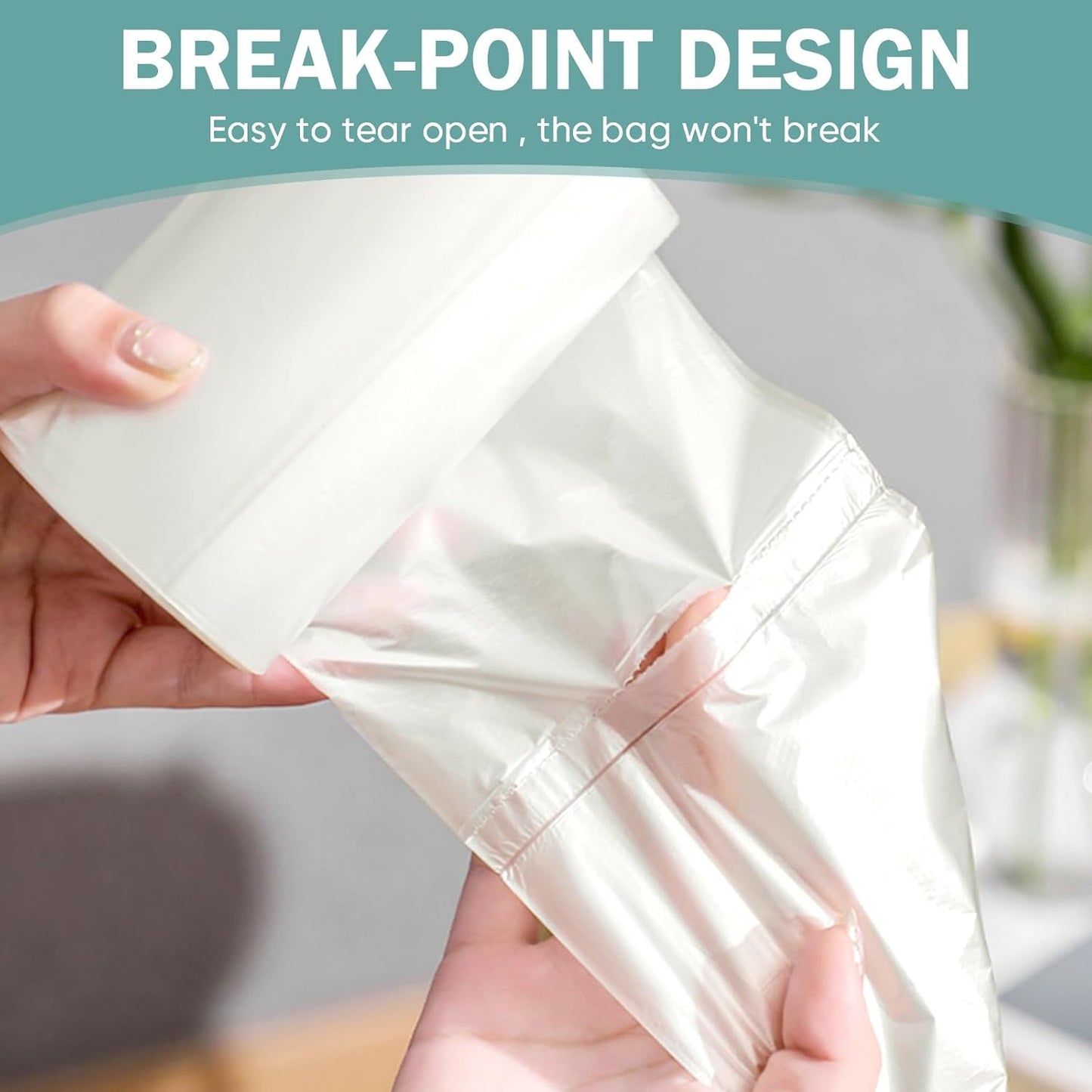 Skiennix Small Trash Bags - 100 Count Leakage-Proof 4 Gallon Garbage Liners | Unscented White Mini Bags