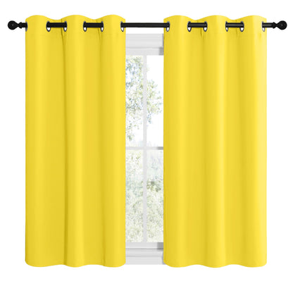 NICETOWN Bright Yellow Room Darkening Curtains for Kitchen, Window Treatment Thermal Insulated Solid Grommet Room Darkening Curtains/Drapes for Bedroom (Set of 2, 42 inches Wide by 48 inches Long)