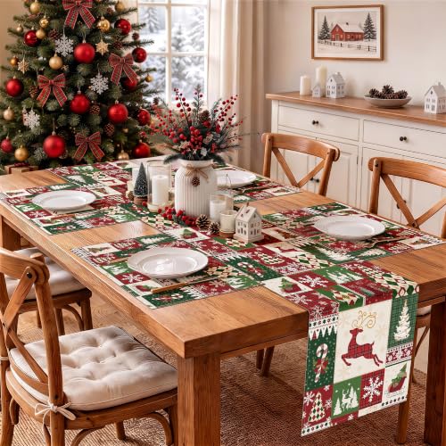 Christmas Reindeer Table Runner 13x72 Inch - Holiday Decor for Dining