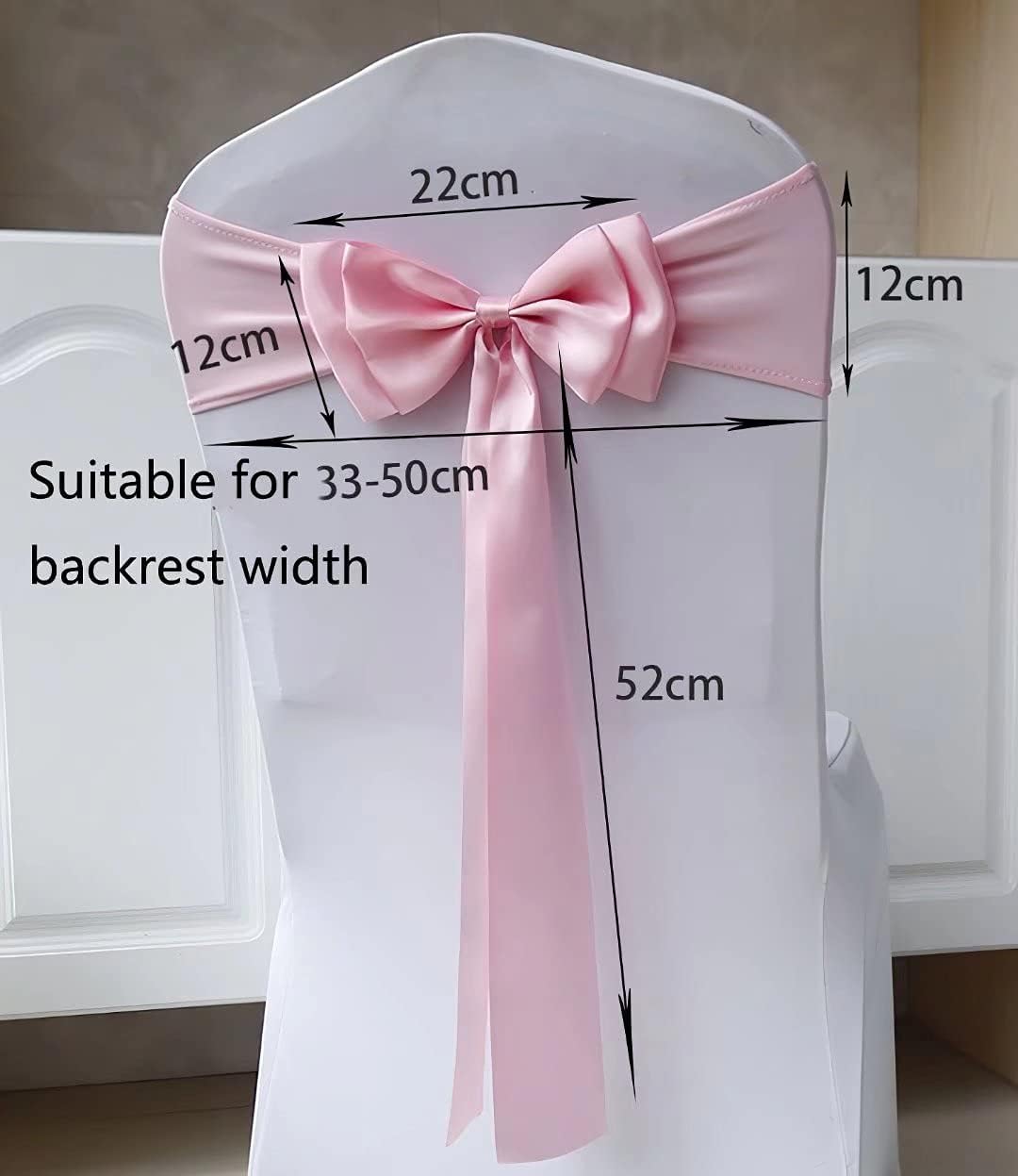 Skiennix Stretch Chair Sashes - Double Bow Spandex Chair Covers for Weddings & Events | Grey, Set of 6