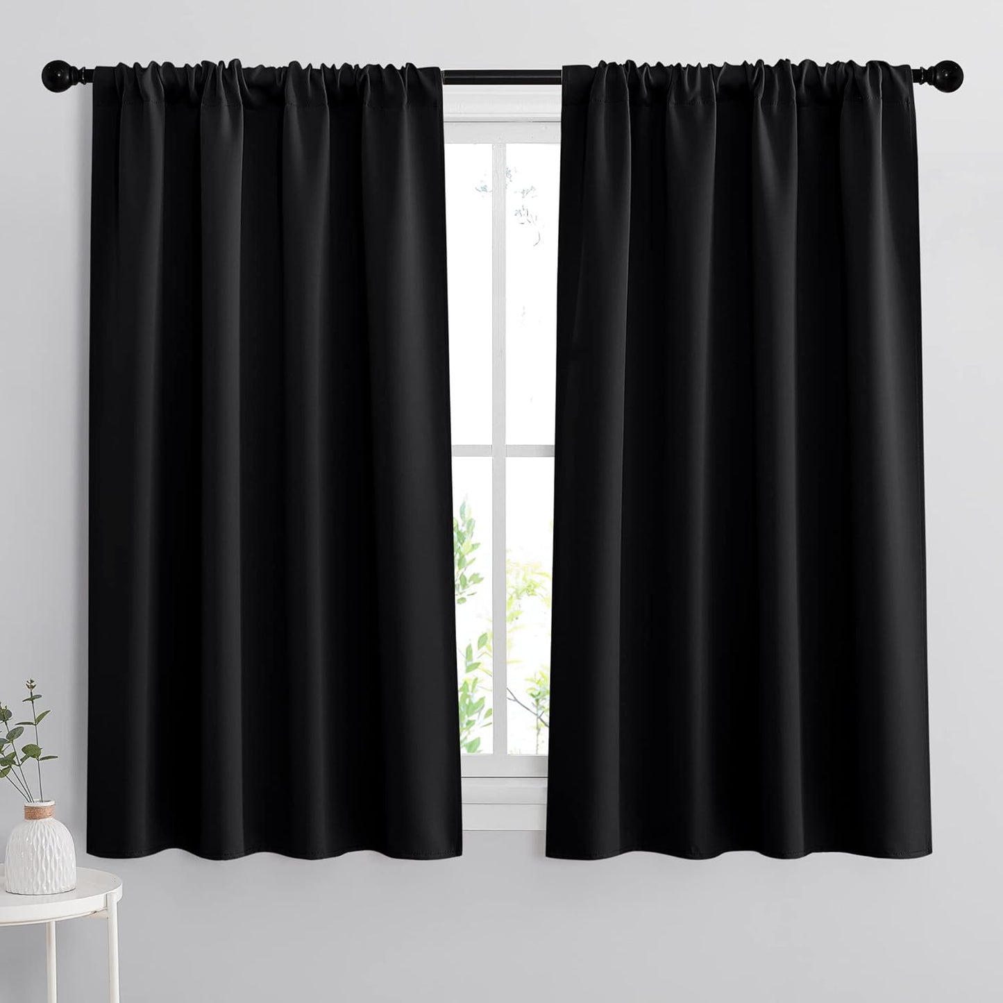 RYB HOME Blackout Curtains - UV Blocking Insulated Drapes for Bedroom | 42 x 45 Inches, Set of 2