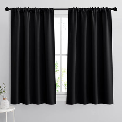 RYB HOME Blackout Curtains - UV Blocking Insulated Drapes for Bedroom | 42 x 45 Inches, Set of 2