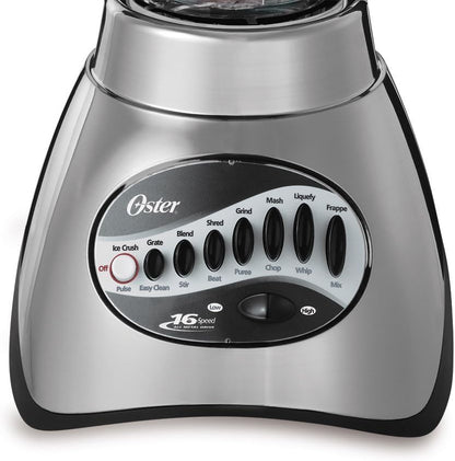 Oster Classic Series Blender - 16-Speed with Food Chopper & 6-Cup Glass Jar | Brushed Nickel Finish