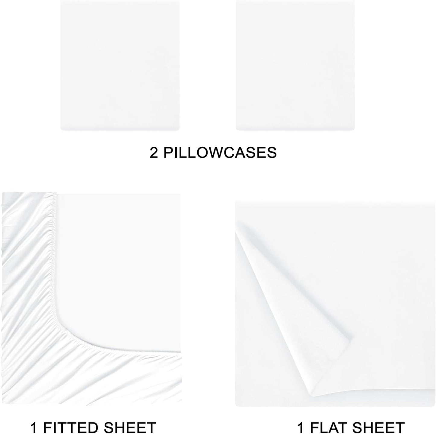 Skiennix Queen Sheet Set - Ultra Soft Double Brushed Microfiber Bedding | 4-Piece Deep Pocket, Wrinkle-Free, Easy Care - White
