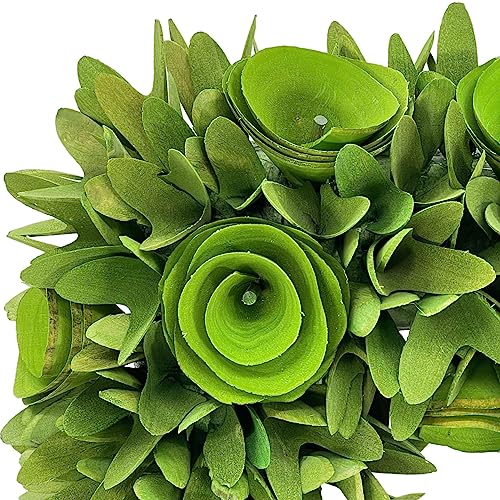 19-Inch Woodchip Rose Wreath - Rustic Holiday Front Door Decor - Green