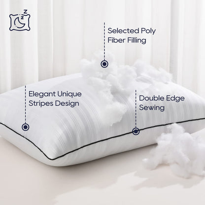 downluxe Bed Pillows Standard Size Set of 2 - Hotel Collection Soft Down Alternative Pillows for Sleeping, Perfect for side, back and stomach sleepers, 20 X 26