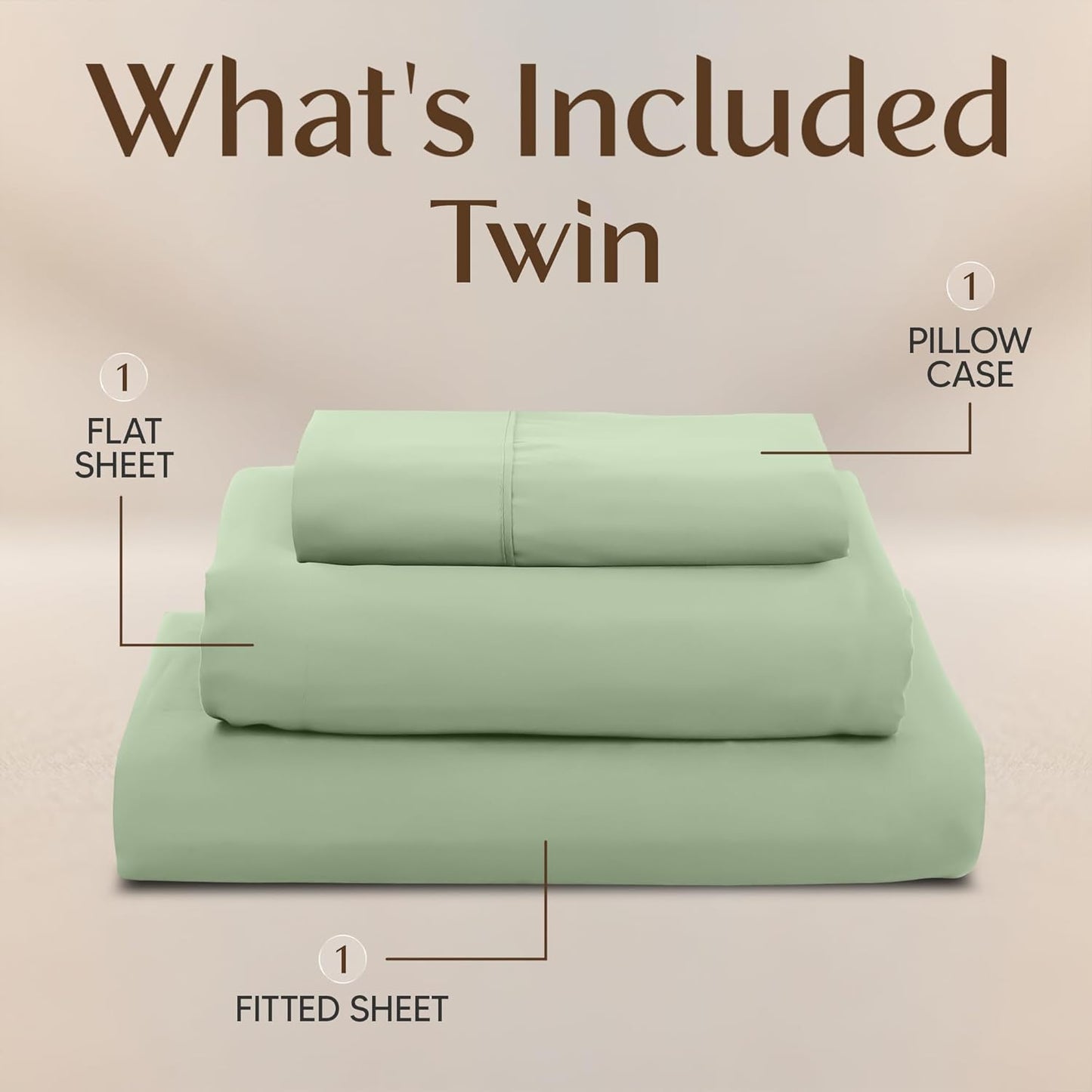 Utopia Bedding Twin Sheet Set - Soft & Breathable 3-Piece Microfiber Bed Sheets | Oeko-Tex Certified (Sage)