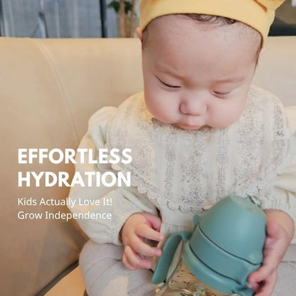GROSMIMI Sippy Cup - Spill Proof Design, BPA Free, 10 oz, Stage 2 Straw for Toddlers (Olive)