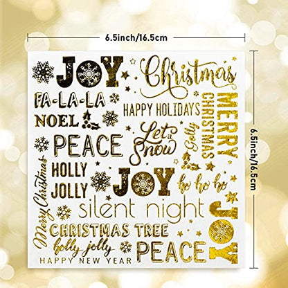 Christmas Paper Napkins Gold Foil Joy Holly Jolly 100 Pack Holiday Party Supplies