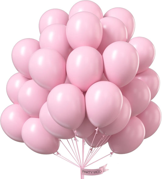 PartyWoo Pastel Pink Balloons - 50 Pcs 12 Inch Baby Pink Balloons for Birthday & Baby Shower Decor