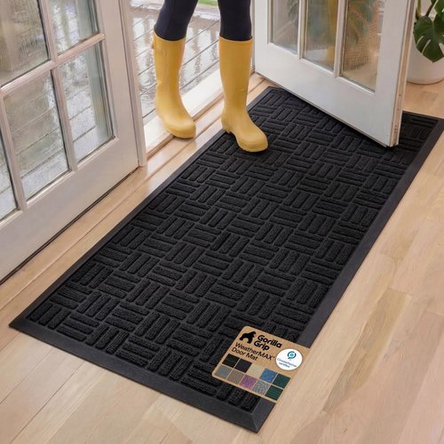 GORILLA GRIP Waterproof All-Season WeatherMAX Doormat - 60x24 Natural Rubber | Stain & Fade Resistant, Easy Clean