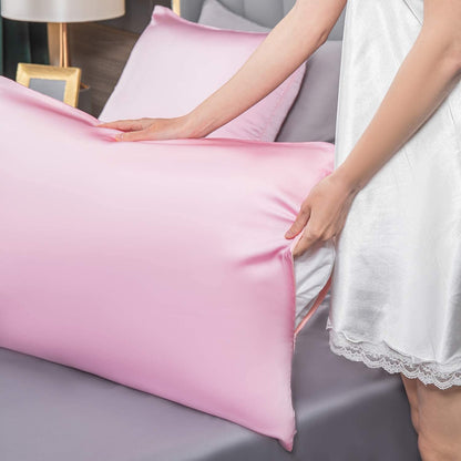 Mulberry Silk Pillowcase - Toddler Size Kids Silk Pillow Cover with Hidden Zipper | Allergen-Proof, Soft & Breathable - Pink