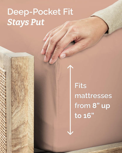 Skiennix Twin XL Sheet Set - Comfy Cooling Bed Sheets with Deep Pockets - Ultra-Soft & Wrinkle-Free - Mauve
