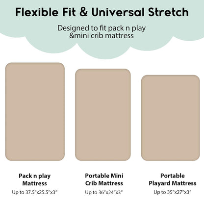 Yoofoss Fitted Pack and Play Sheets - Soft, Breathable Mini Crib Sheets 2-Pack | Apricot & Green