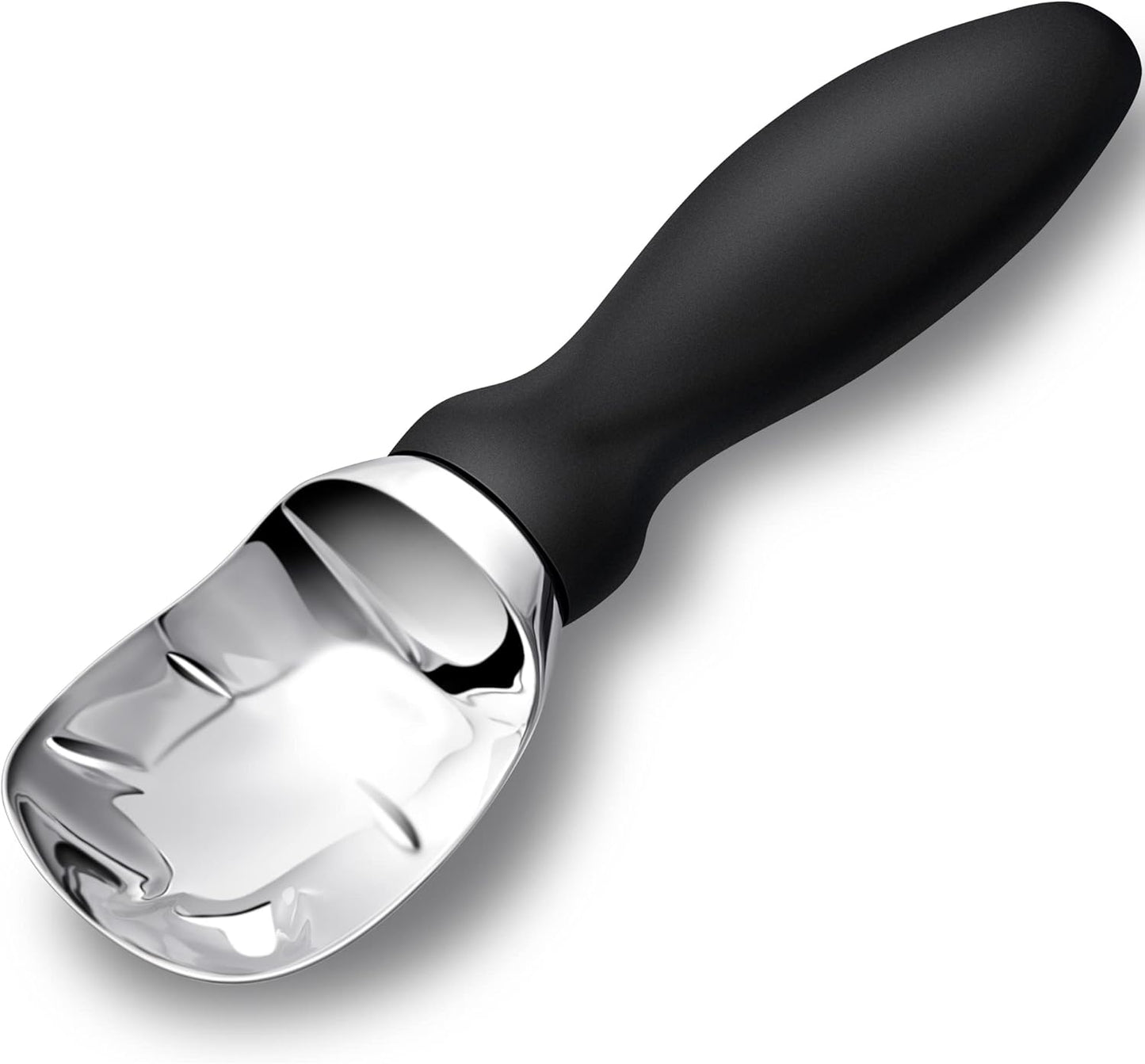 Rainspire Ice Cream Scoop - Heavy Duty Stainless Steel with Comfortable Handle | Black Color for Gelato and Sorbet