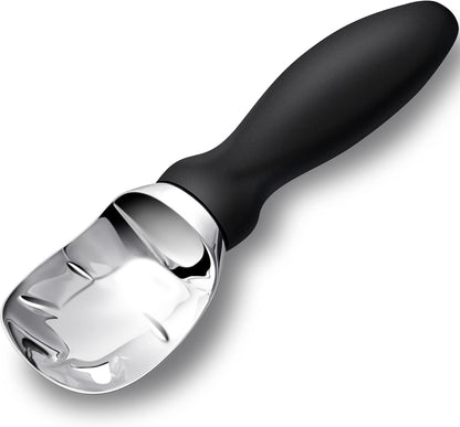 Rainspire Ice Cream Scoop - Heavy Duty Stainless Steel with Comfortable Handle | Black Color for Gelato and Sorbet