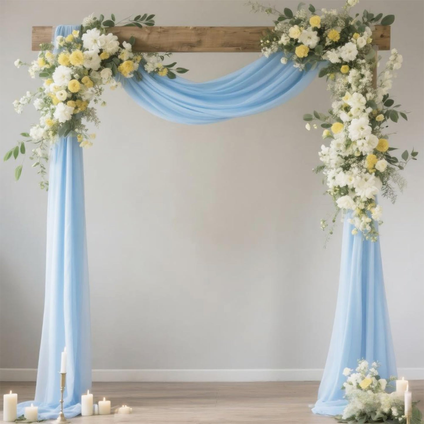 Skiennix Chiffon Wedding Arch Draping Fabric - Baby Blue Sheer 29 in x 20 ft for Bridal Events | Elegant Backdrop Decor