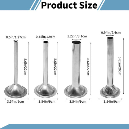 Saihisday Stainless Steel Sausage Stuffer Tubes - Meat Grinder Attachment Set of 4 for Perfect Sausages