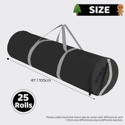 OUTTDID Gift Wrapping Paper Organizer - Durable 600D Oxford Fabric, Holds 18-25 Rolls, Black with Handles & Zipper