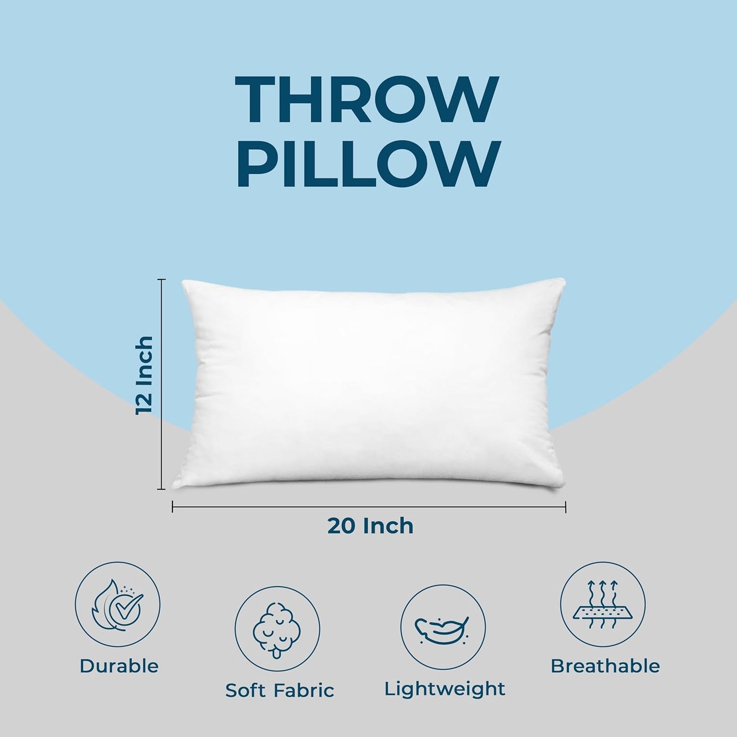 Utopia Bedding Throw Pillows - Set of 4 Fluffy Down Alternative Decorative Pillows | 12 x 20 Inches, White