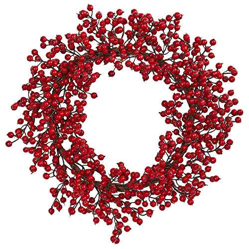 Artificial Red Berry Holiday Wreath - 22 Inch Indoor Wall Decor