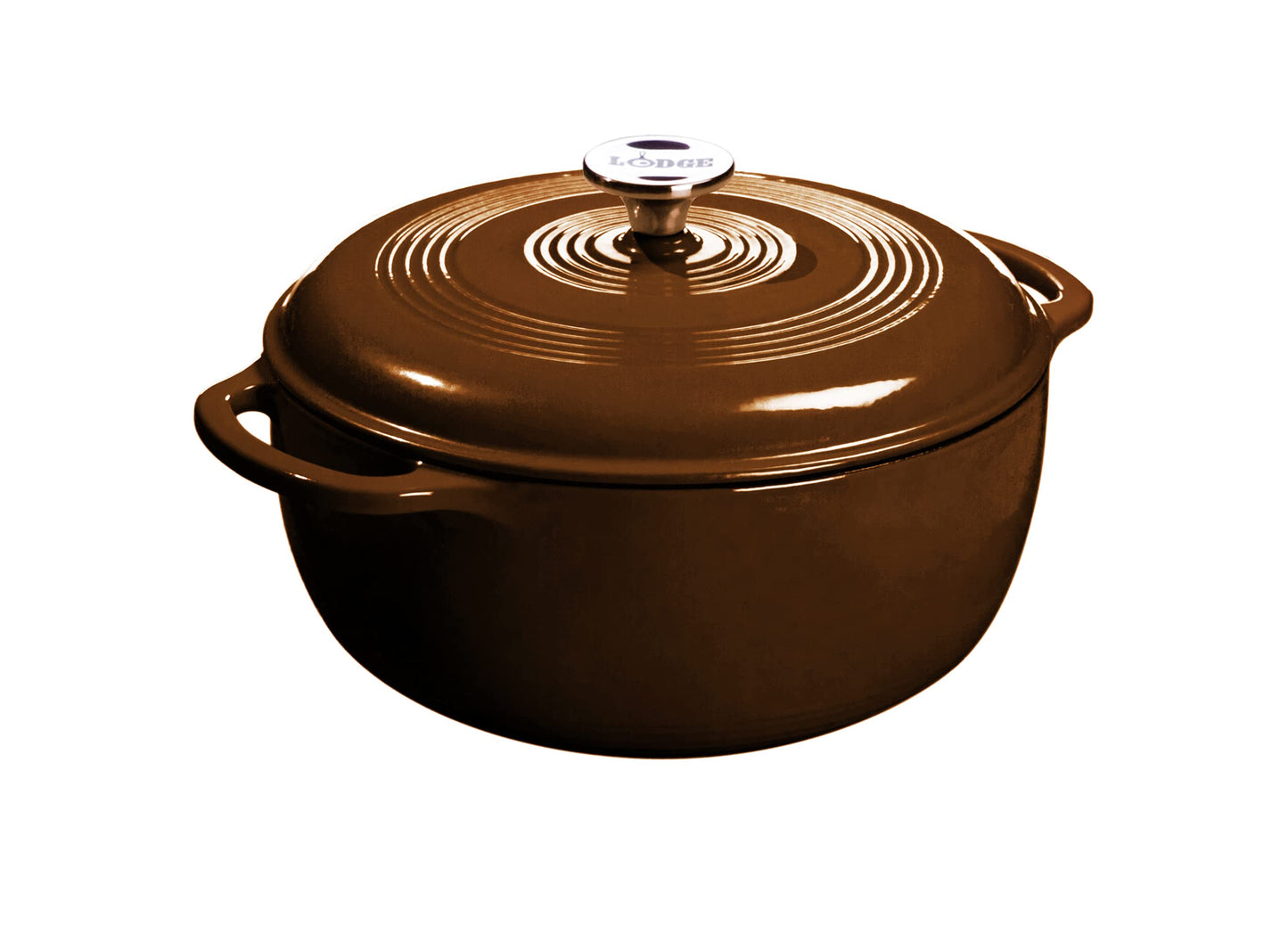 Lodge 6 Quart Enameled Cast Iron Dutch Oven with Lid – Dual Handles – Oven Safe up to 500° F or on Stovetop - Use to Marinate, Cook, Bake, Refrigerate and Serve – Burnt Sienna