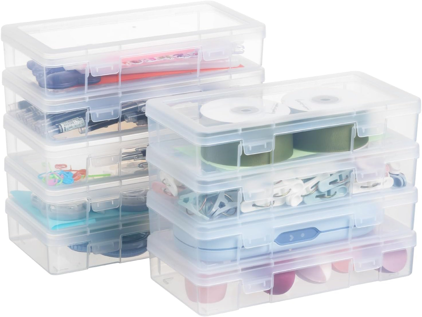 Novelinks Plastic Small Storage Bins - Stackable Clear Containers with Lids for Organizing (9 Pack)