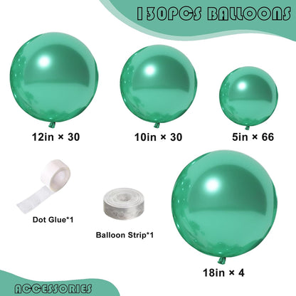 Metallic Green Balloon Garland Kit by [Brand Name] - 130PCS in Various Sizes for Birthday, Graduation, Baby Shower & Wedding Decor