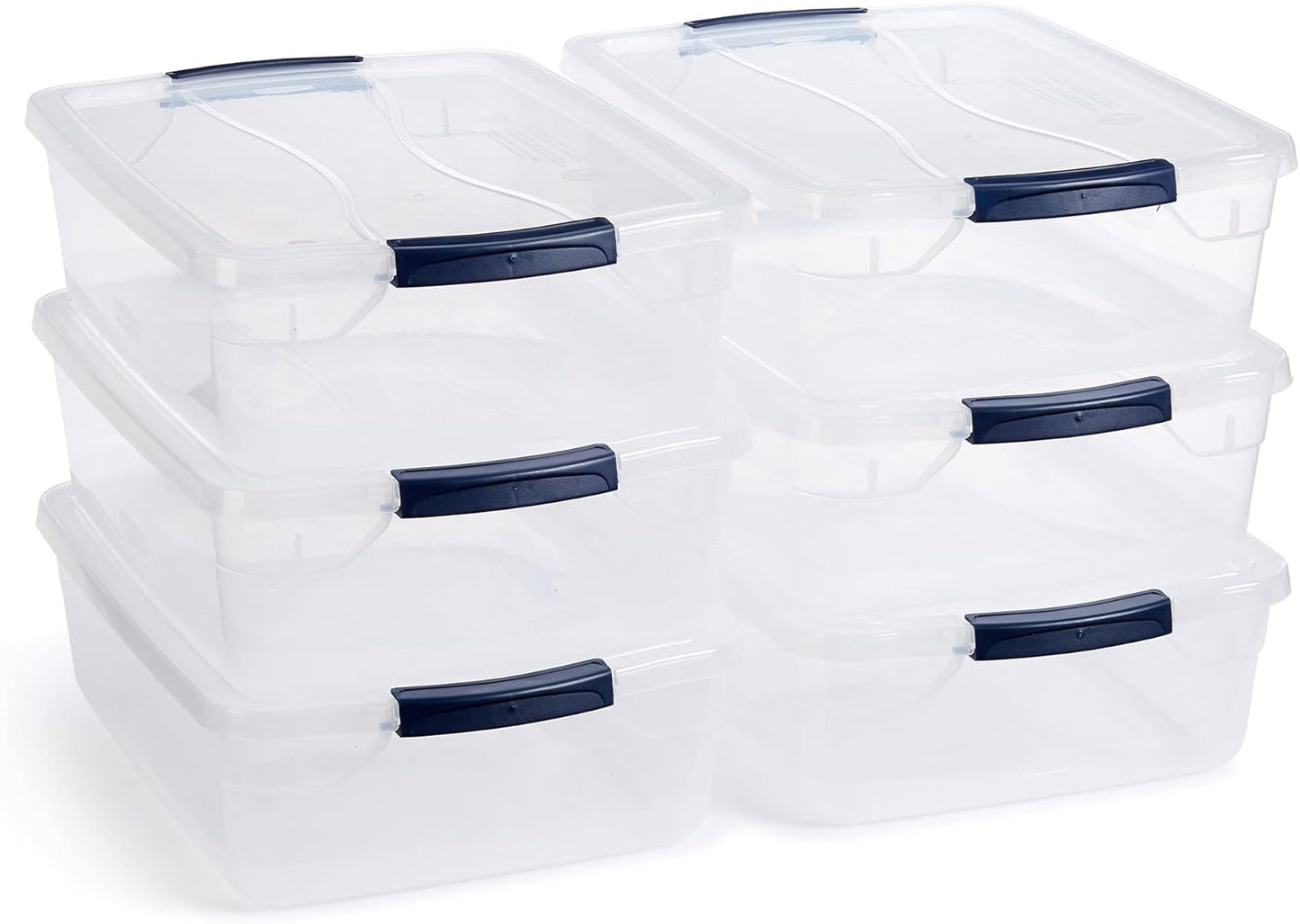 Rubbermaid Cleverstore 17 Qt Clear Storage Bins - Stackable, BPA-Free, 6-Pack, Made in USA