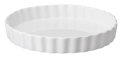 HIC Kitchen Round Quiche Dish, Fine White Porcelain, 10 Inch Diameter x 1.5-Inch Deep