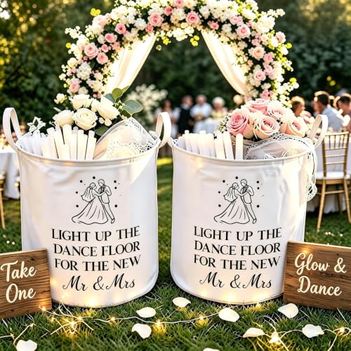 White Felt Wedding Baskets with Handles – Large Storage for Flowers, Favors & Party Decor (2 Pack)