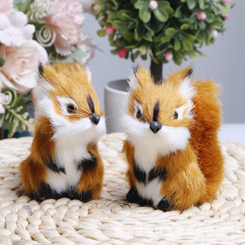Skiennix Realistic Furry Squirrel | Lifelike Faux Fur Easter Basket Stuffer | 3.1 Inch Home Decor