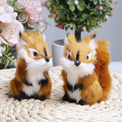 Skiennix Realistic Furry Squirrel | Lifelike Faux Fur Easter Basket Stuffer | 3.1 Inch Home Decor