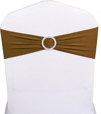 Bran Spandex Chair Sashes - Light Brown Wedding & Party Decor | Pack of 50